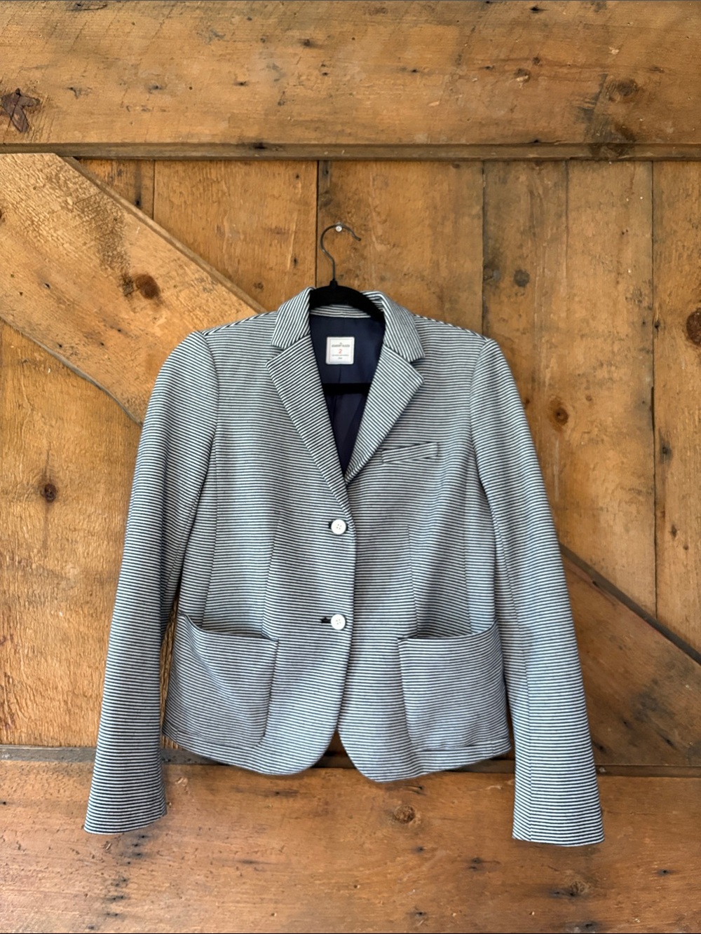 GAP The Academy Blazer Womens 2 Navy White Striped Fitted Jacket RN54023